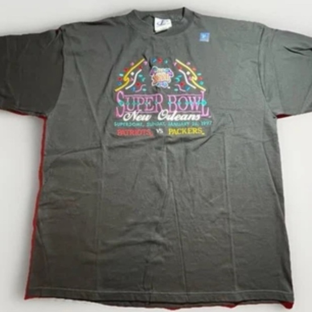 Super Bowl 31 Tee XL Vtg Logo Athletic 1997 Packers Patriots NOLA NFL sports